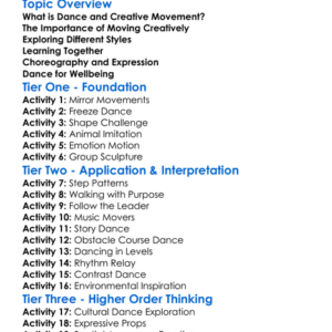 Dance And Creative Movement Worksheet Activity Booklet
