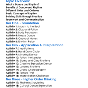 Dance And Rhythm Activities Worksheet Activity Booklet