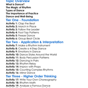 Dance And Rhythm Worksheet Activity Booklet