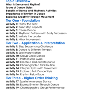 Dance And Rhythmic Activities Worksheet Activity Booklet