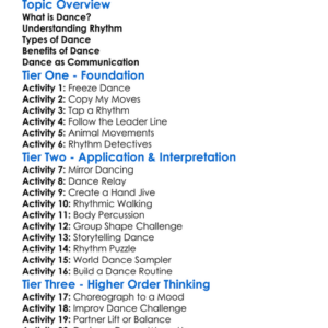 Dance And Rhythmic Movement Worksheet Activity Booklet