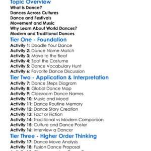 Dance Forms Around The World Worksheet Activity Booklet