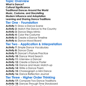 Dance Traditions Globally Worksheet Activity Booklet