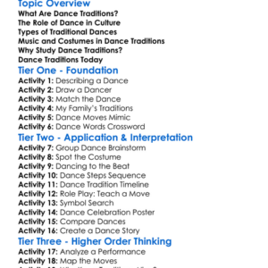 Dance Traditions Worksheet Activity Booklet