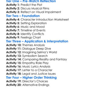 Dancer In The Dark 2000 Worksheet Activity Booklet