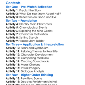 Dantes Inferno An Animated Epic 2010 Worksheet Activity Booklet