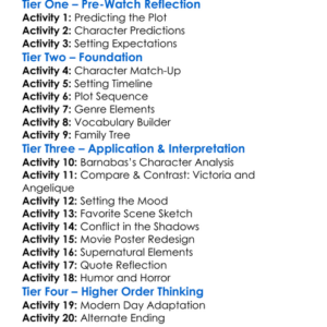 Dark Shadows 2012 Worksheet Activity Booklet