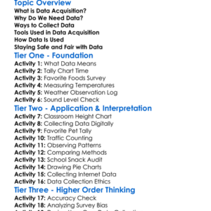 Data Acquisition Worksheet Activity Booklet