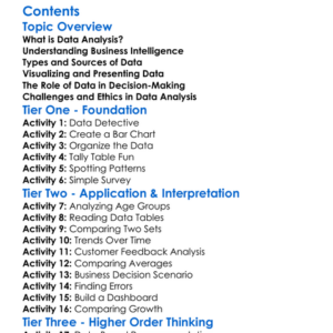 Data Analysis And Business Intelligence Worksheet Activity Booklet