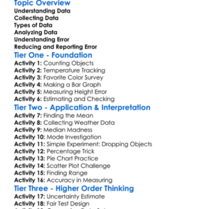Data Analysis And Error Worksheet Activity Booklet