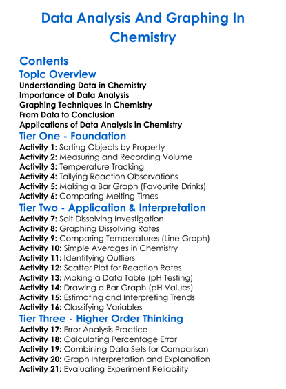 Data Analysis And Graphing In Chemistry Worksheet Activity Booklet