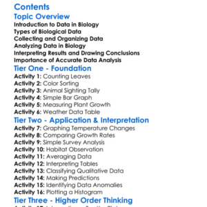 Data Analysis And Interpretation In Biology Worksheet Activity Booklet