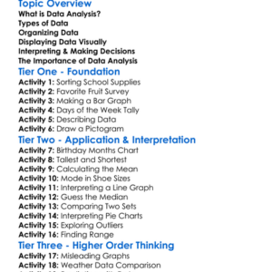 Data Analysis Fundamentals Worksheet Activity Booklet
