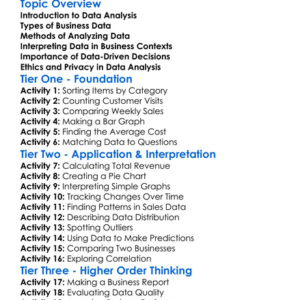 Data Analysis In Business Worksheet Activity Booklet