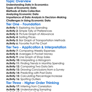 Data Analysis In Economics Worksheet Activity Booklet