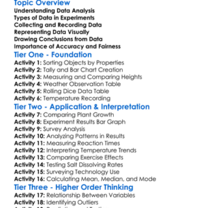Data Analysis In Experiments Worksheet Activity Booklet
