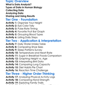 Data Analysis In Human Biology Worksheet Activity Booklet