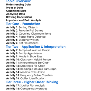 Data Analysis Worksheet Activity Booklet