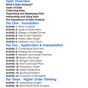 Data Analysis Worksheet Activity Booklet