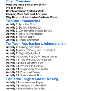 Data And Information Systems Worksheet Activity Booklet