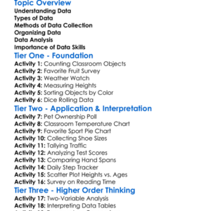 Data Collection And Analysis Worksheet Activity Booklet