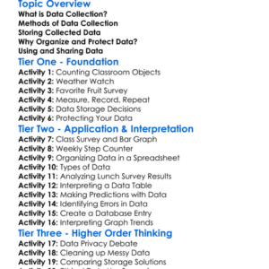 Data Collection And Storage Worksheet Activity Booklet