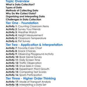 Data Collection Worksheet Activity Booklet