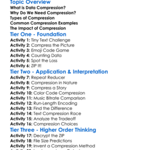 Data Compression Worksheet Activity Booklet