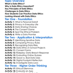 Data Ethics Worksheet Activity Booklet