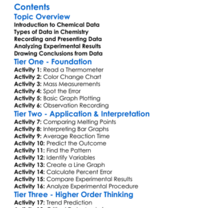 Data Interpretation In Chemistry Experiments Worksheet Activity Booklet
