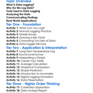 Data Logging And Analysis Worksheet Activity Booklet