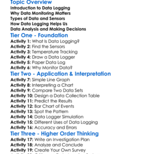 Data Logging And Monitoring Worksheet Activity Booklet