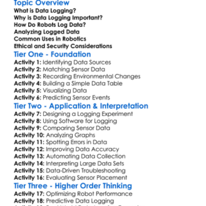 Data Logging In Robotics Worksheet Activity Booklet