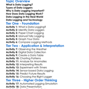 Data Logging Worksheet Activity Booklet