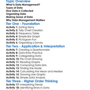 Data Management Worksheet Activity Booklet