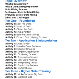 Data Mining Introduction Worksheet Activity Booklet