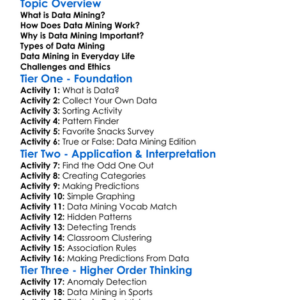 Data Mining Worksheet Activity Booklet