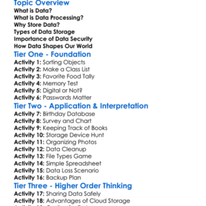 Data Processing And Storage Worksheet Activity Booklet
