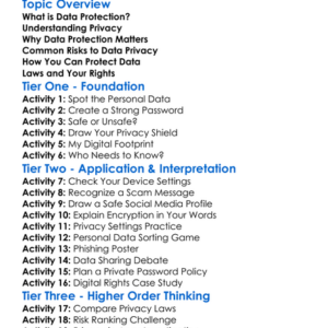 Data Protection And Privacy Worksheet Activity Booklet