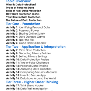 Data Protection Worksheet Activity Booklet