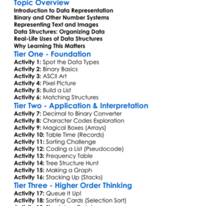 Data Representation And Structures Worksheet Activity Booklet