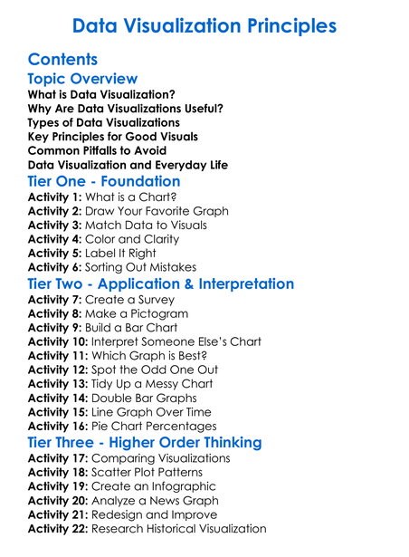 Data Visualization Principles Worksheet Activity Booklet