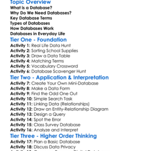 Database Concepts Worksheet Activity Booklet