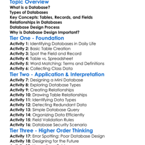 Database Design Worksheet Activity Booklet