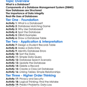 Database Management Systems Worksheet Activity Booklet