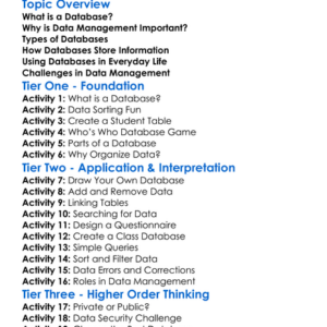 Databases And Data Management Worksheet Activity Booklet