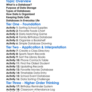 Databases And Data Storage Worksheet Activity Booklet