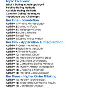 Dating Methods In Anthropology Worksheet Activity Booklet