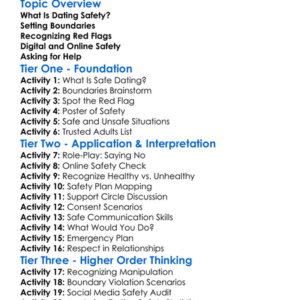 Dating Safety Worksheet Activity Booklet