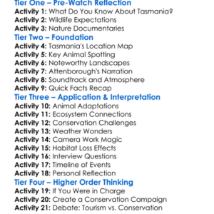 David Attenboroughs Tasmania 2018 Worksheet Activity Booklet